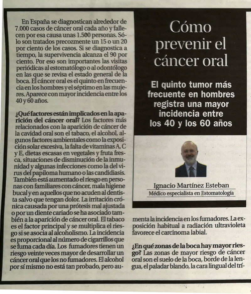 Cómo prevenir el cáncer oral (entrevista en La Nueva España - 21-01-2022) foto 1